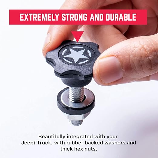 GP Star Thumb Screws, M8 Bolt Set for Easy Jeep Top Removal Lift & Cargo Cover Installation, Compatible with Tie Downs, Jeep Wrangler Accessories for Jeep Wrangler, 6 Packs - GPCA