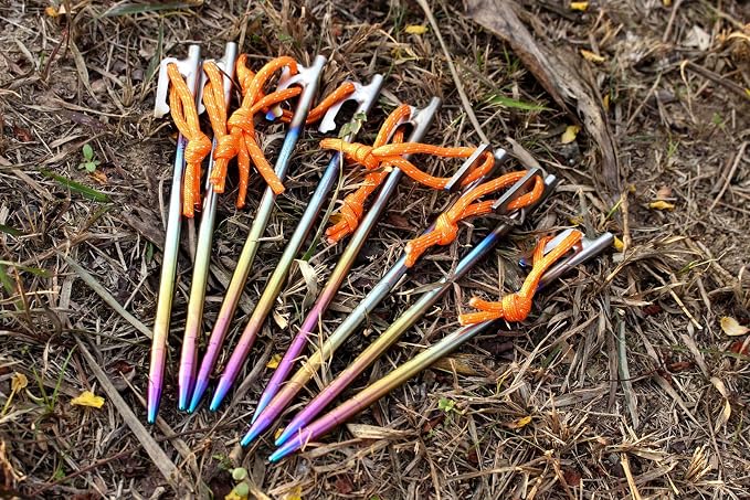 Boundless Voyage 6pcs Titanium Alloy Tent Pegs Outdoor Camping Awning Tent Stakes Lightweight Tent Nail 24CM-Ti4013P