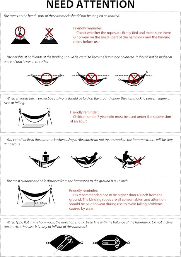 Portable Camping Hammock Lightweight Fabric Hammock for Backpacking, Beach, Patio, Backyard, Outdoor (Red)