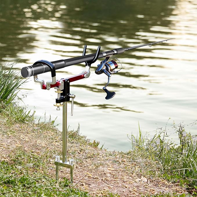 Fishing Rod Holders, 360 Degree Adjustable Fishing Pole Holders for Ground, Multifunctional Stainless Steel Beach Fishing Rod Holder Fishing Gifts for Men