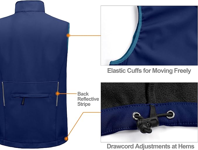 Little Donkey Andy Men's Lightweight Fleece Lined Softshell Vest Windproof Sleeveless Jacket for Hiking Travel Golf