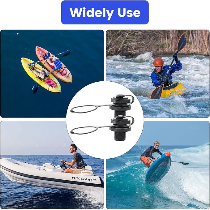 Inflatable Boat Air Valve,2PCS Inflatable Boat Replacement Caps Boat Spiral Air Plugs 0ne-Way Inflation Replacement for Inflatable Raft Boat Kayak(24mm)