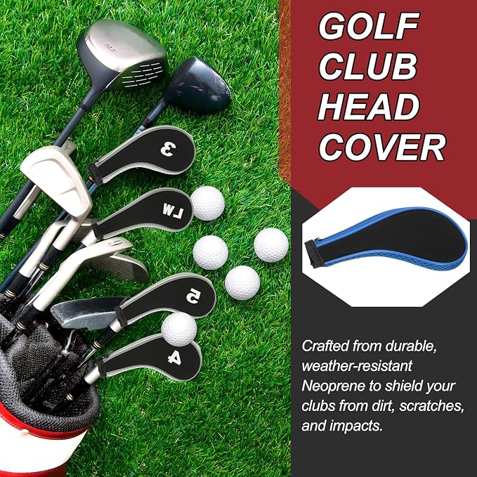 PATIKIL Golf Club Head Cover, Number Golf Club Irons Covers Neoprene Driver Headcover Golf Lovers Gifts