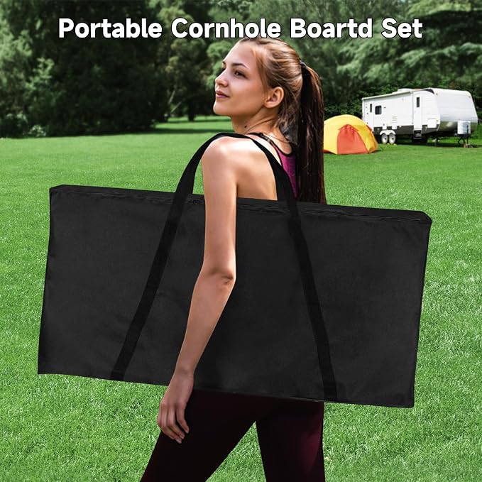 Cornhole Board Set 4x2 Regulation Size Cornhole Set with Carrying Bags & 8 Bean Bags Corn Hole Boards Bean Toss Game for Adults Family Outdoor Lawn Outside Backyard Games