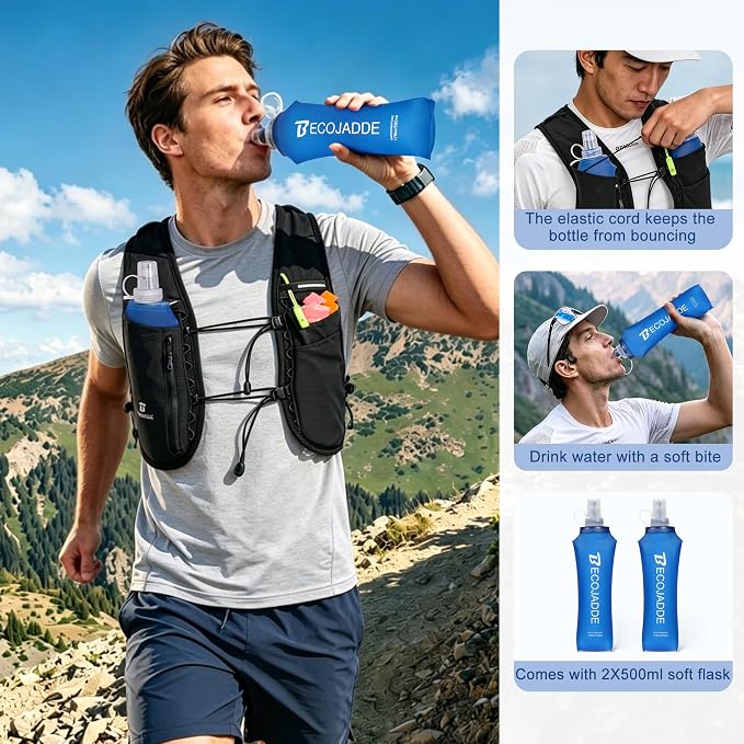 BECOJADDE 5L Running Vest for Women, Hydration Backpack Lightweight & Breathable for Trail Running, Marathon, Hiking, Cycling