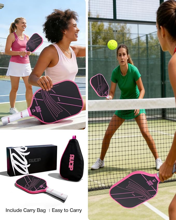 Pro Pickleball Paddle Pink - T700 Carbon Fiber Pickleball Paddle with 16mm Polymer Honeycomb Core, USAPA Certified, Cushion Grip, Perfect for Advanced Control