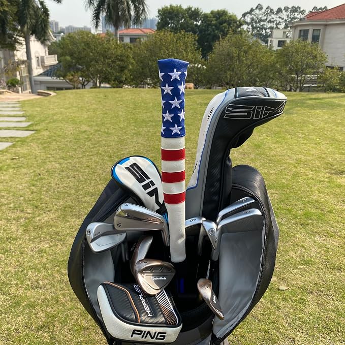 Amercian Flag Golf Towels and Brush & Golf Alignment Stick Cover, Golf Accessories for All Golfers