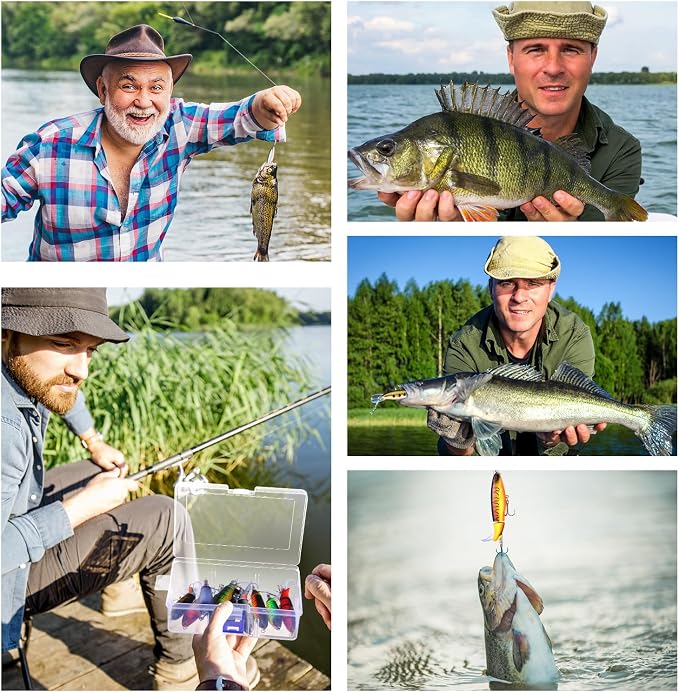 Talltalk 16 Pcs Fishing Lures for Bass Trout Perch Freshwater Trout Perch Freshwater Swimming Fishing Bait Swimbaits for Bass Slow Sinking Lifelike Fish Kit