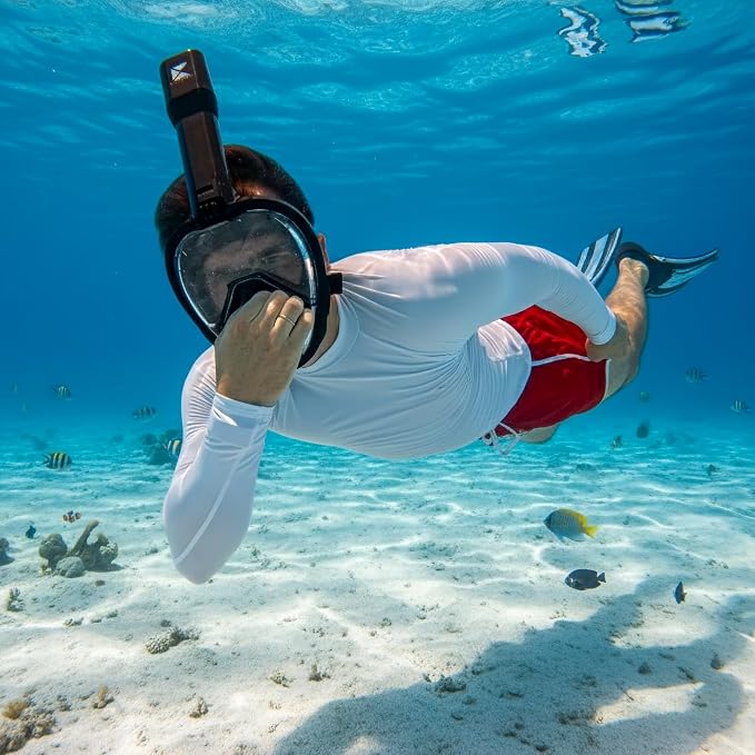 Khroom Pro Plus First Full Face Snorkel Mask for Adults with Nose Pocket for Pressure Equalizing | Snorkeling Gear / Snorkeling Mask for Adults | CO2-Safe Diving Mask with Dry Top System