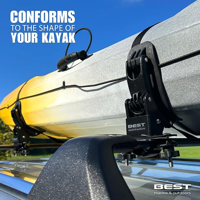 Best Marine and Outdoors Kayak Roof Rack Saddles, Universal Carrier Cradles for Kayaks & Canoes, Rooftop Mounts for Cars, Trucks & SUV Crossbars and Rails, Car Top Mount Accessories