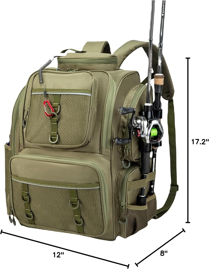 WANOON Fishing Backpack,Tackle Bag,with Tackle Boxes. Large Fishing Bag, Strong Materials