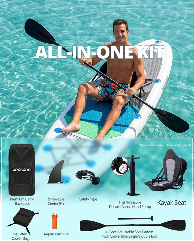Inflatable Stand Up Paddle Board with Seat, 10'6"/10'5" SUP 440LBS, Recreational Paddleboard for Adults Beginners, Blow Up Paddle Board with Fishing Design, Camera Mount, Cooler Bag & Full Accessories