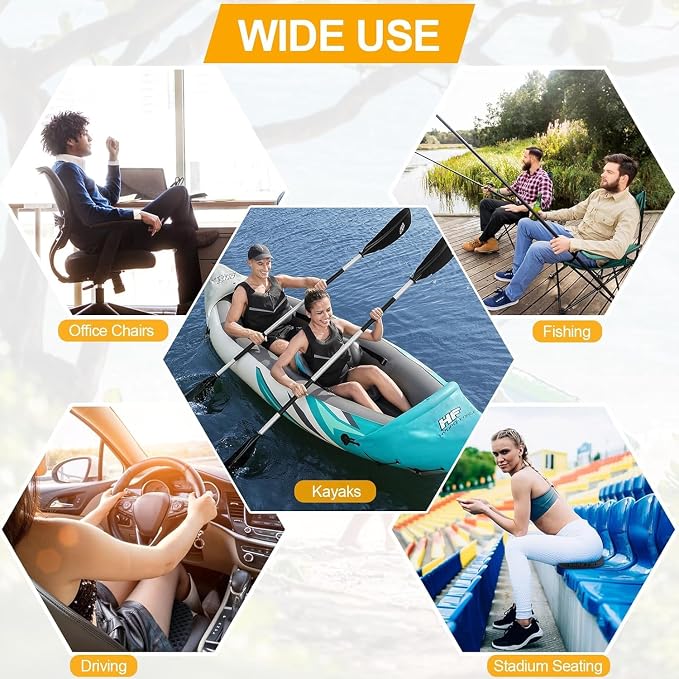Anti Slip Kayak Seat Cushion,Thick Waterproof Seat Cushion Kayak Gel Seat Pad With Non-Slip Cover For Sit In Kayak Inflatable Kayak Canoe & Boat Kayak Accessories For Fishing Water Sports Outdoors