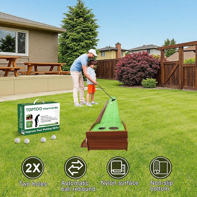 Golf Putting Mat, Practice Golf Putting Green Training Aid for Indoor, Outdoor at Home, Office, Backyard with Putter and Balls 9.84 ft