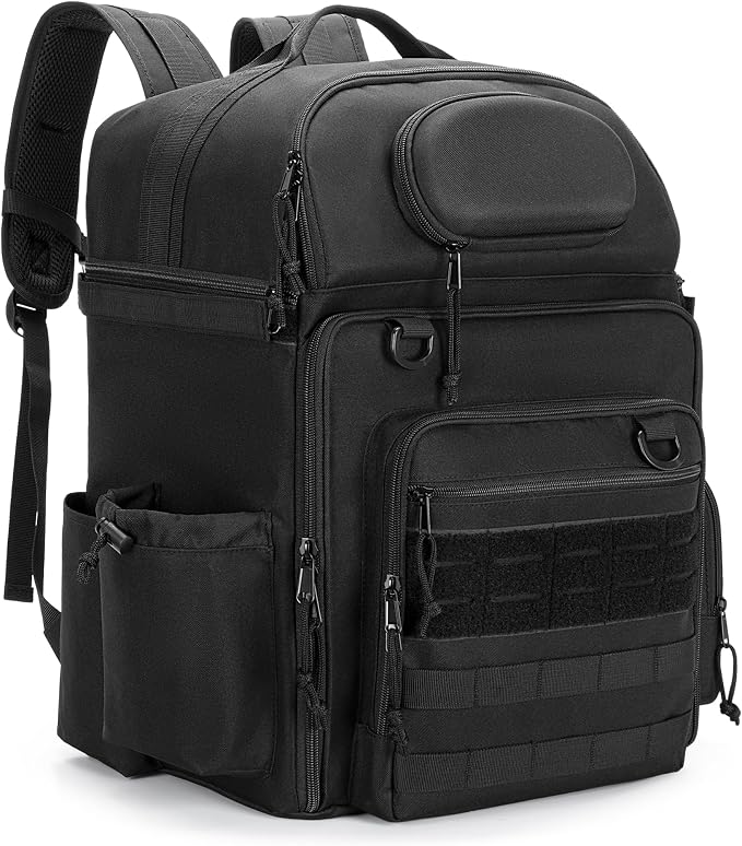 Rexmica 35L Fishing Tackle Backpack Bag with Cooler, Fishing Rod Bag Holds 2 Rods & Reels for Tackle Boxes or Other Fishing Gear, Fishing Pole Backpack, Black