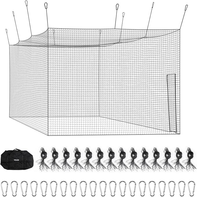 VEVOR Baseball Batting Cage,Professional Softball Baseball Batting Hitting Training Net,Heavy Duty Enclosed PE Practice Portable Pitching Cage Net&Carry Bag,for Backyard,Field,Indoor&Outdoor