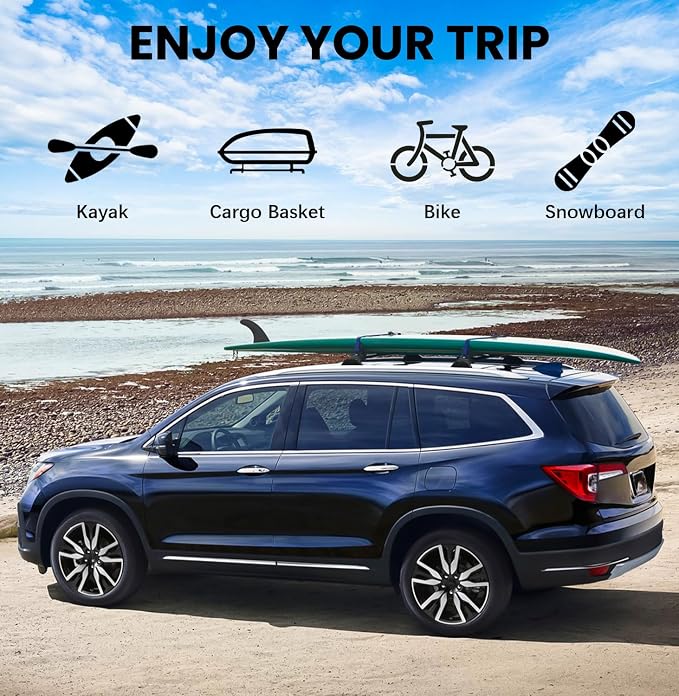 300lbs Roof Rack Cross Bars Compatible with Honda Pilot 2016-2022 with Flush Rails, Aluminum Crossbar with Lock for Rooftop Cargo Carrier Luggage Kayak Canoe Bike Snowboard