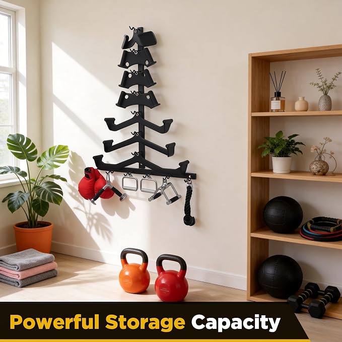 Cable Attachment Storage Rack, LAT Pulldown Bar Holder, Home Gym Organizer for Cable Handles and Attachments