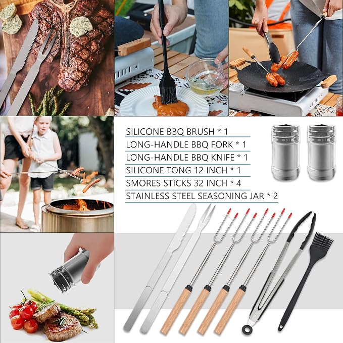 Wesqunie Camping Cookware Cooking Utensils Set - 25Pcs Camp Kitchen Essentials Kit, Portable Outdoor Camper Gear Accessories, Overland Equipment for RV Picnic Grill