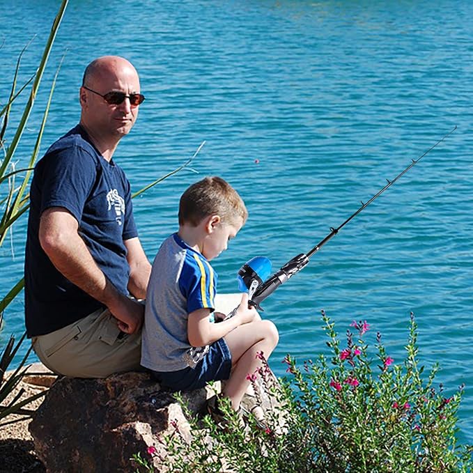 ODDSPRO Kids Fishing Pole - Portable Telescopic Kids Fishing Rod and Reel Combo Kit - with Spincast Fishing Reel Tackle Box for Girls, Youth