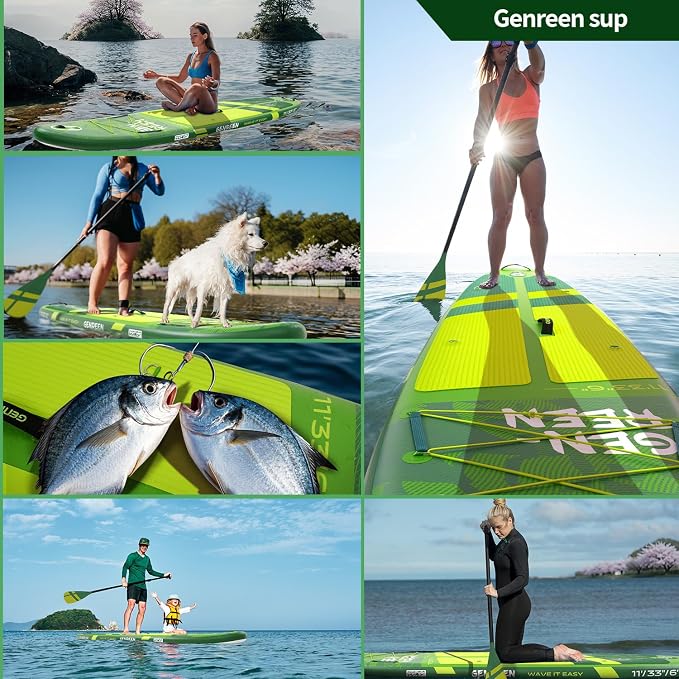 Paddle Board Stand up Paddle Board (Extra Large 11'*33/34") Newly Improved 2 Side Layers 450LBS Quality Inspection×5 (All-Season for JP customers) paddleboards Fishing Family Pet Friendly
