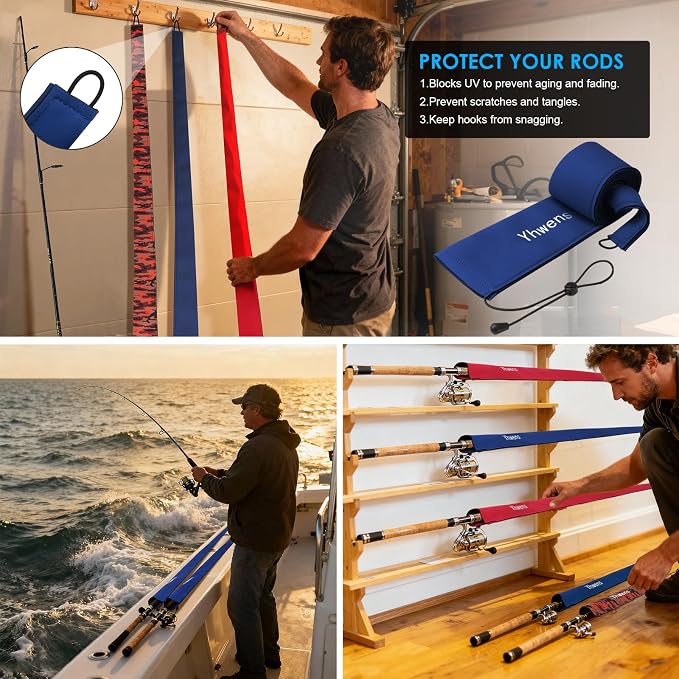 Neoprene Fishing Rod Sleeve Rod Sleeves Fishing Pole Sleeve Rod Socks for Fishing Poles Rod Cover Rod Protector Durable for Casting Spinning Trolling Sea Fishing Rod Storage
