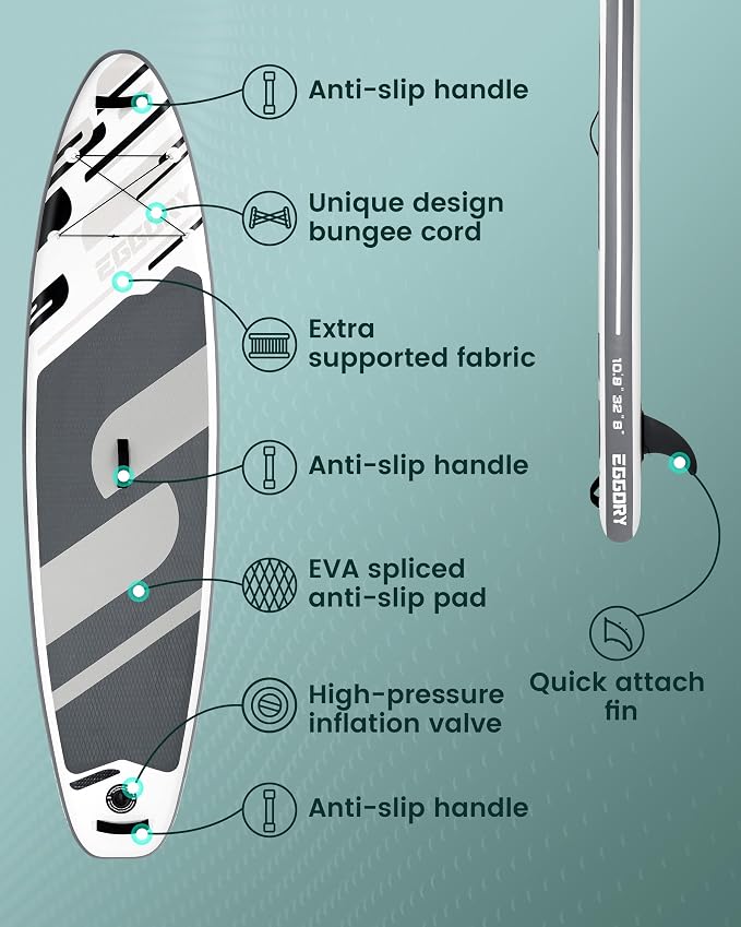 Inflatable Paddle Board,Stand Up Paddle Board Set, Extra Wide SUP Board with Removable Fin, Floating Paddle, Hand Pump, Waterproof Phone Pouch,Traveling Board