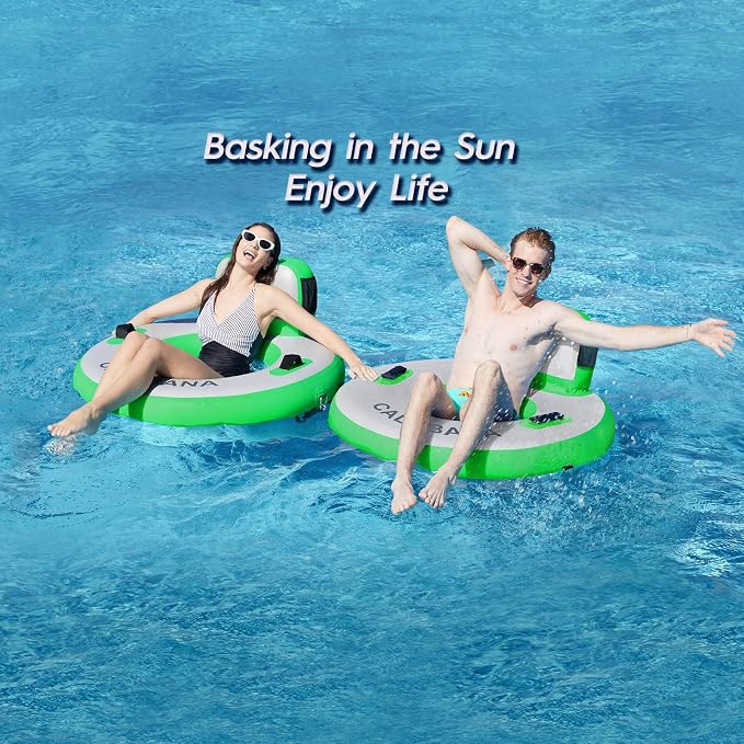 CALOBANA Round Floating Ring Inflatable Water Hammock Heavy Duty River Floats Lake Raft for Adults Tanning Pool Lounger Float Island Platform Pad Mat for Party