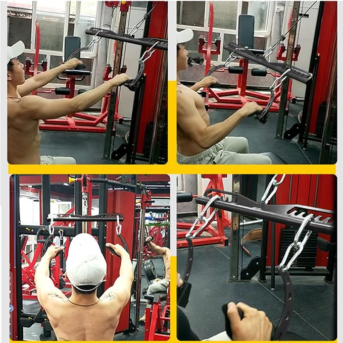 Adjustable Lat Pull down Bar, Cable Machine Attachments for Gym, Home Gym Fitness T-bar Row Pulldown Attachments, Lat Pull Down Machine Wide Grip Neutral Grip Handle