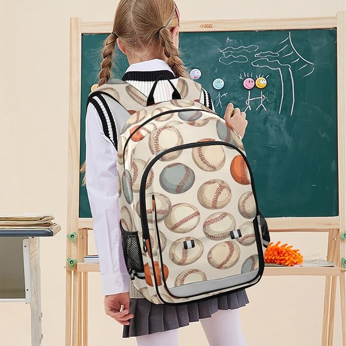 Fisyme Vintage Baseball Sport School Backpack Laptop Backpacks Bags Bookbag Travel Casual Computer Notebooks Daypacks