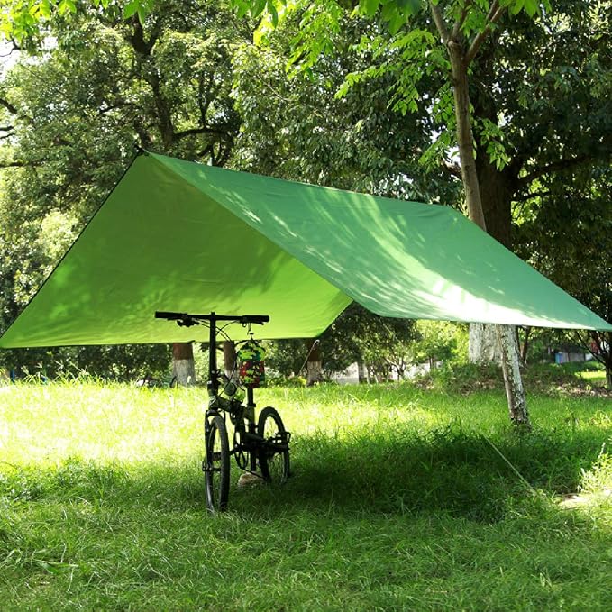 TRIWONDER Camping Tarp - 118"x118" Waterproof Rain Fly Tent Footprint Ground Cloth Multifunctional Cover Heavy Duty for Canopy Hammock Hiking Picnic (Green)