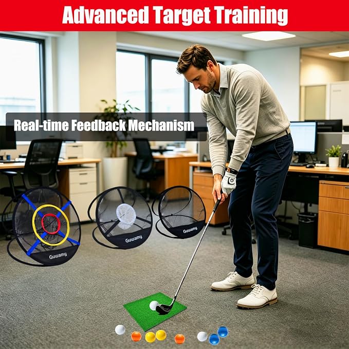 Set of 3 Golf Chipping Nets (3 Sizes) - Pop-Up Practice Targets for Indoor & Outdoor