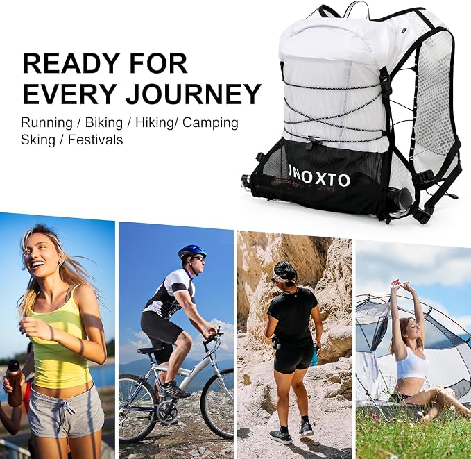IX INOXTO Running Vest Hydration Backpack, Lightweight Running Backpack Hydration Pack with 1.6L Water Bladder Daypack for Trail Running Hiking Cycling Race Marathon for Women Men