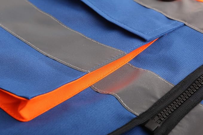 A-SAFETY Safety Vest High Visibility Working Vest with Dual Tone High Reflective Strips Orange&Blue Color Mixed Medium