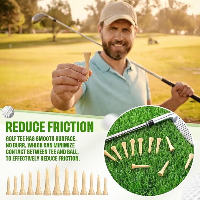 Mudder Golf Tees Bulk Wooden Bamboo Golf Tees Multicolor Wood for Men Balls Accessories