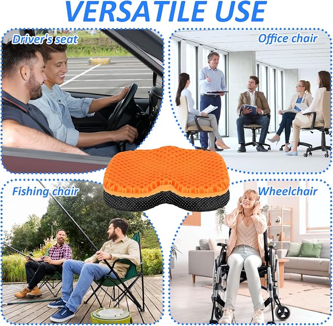 YEXEXINM 2 PCS Anti Slip Kayak Seat Cushion Thick Waterproof-Gel Breathable U Shape Seats Pad with Non-Slip Cover for Sit in Inflatable Kayak Canoe & Boat Kayak Accessories for Fishing Kayak, Orange