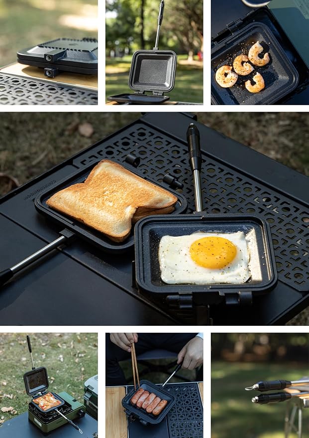 camping moon Sandwich Maker Hot Sand Single Burner Gas Fire Open Fire Compact Aluminum TT-1315 (Black)