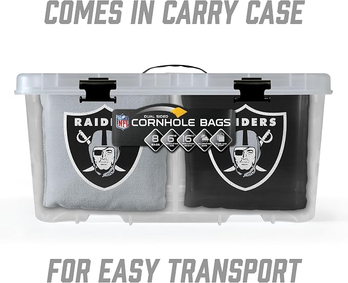 YouTheFan Officially-licensed NFL Set of 8 Cornhole Bags - All Weather Dual Sided Slide & Stop - regulation size