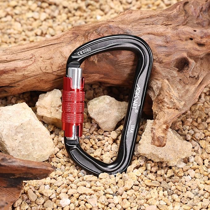 30KN Auto Locking Carabiner Clip Twist Lock UIAA Certified Large Climbing Carabiner Heavy Duty Carabiner for Rock Tree Climbing Rappelling Mountaineering Caving Rescue Arborist Aerial Yoga