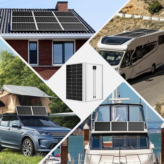 DOKIO 200W Solar Panel Kit (2×100W) Monocrystalline with Aluminum Frame and MC4, Mounting Brackets, Clips & 5m Cable for RV, Boat, Roof, Off-Grid (Controller Required)