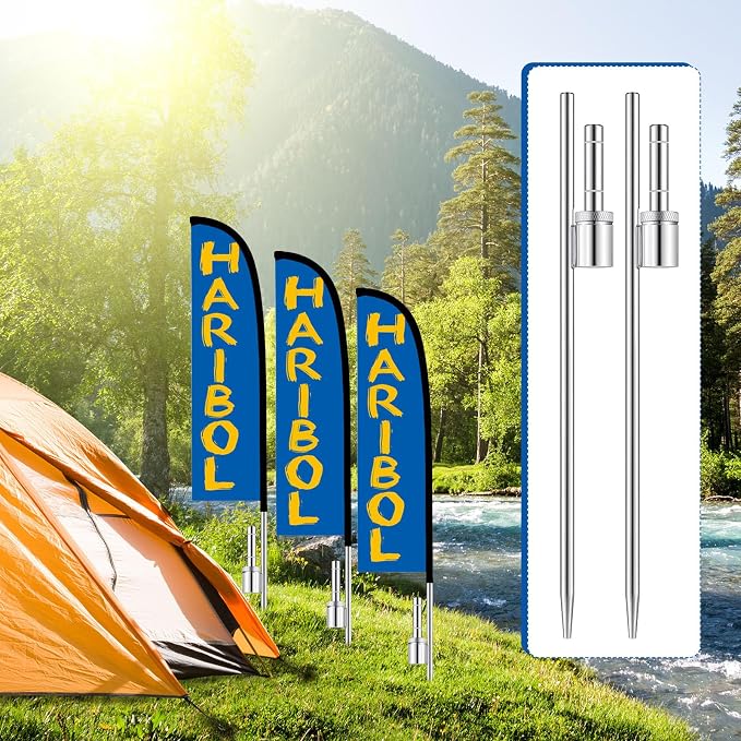 Pelopy 6 Pcs Feather Flag Ground Spike Ground Stake Flag Base Heavy Duty Flags Pole Holder for Outdoor Banner Stakes Fits Poles with 0.65 Inch Inner Diameter, Stake Only (20 Inch)