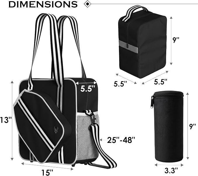 Pickleball Tote Bag - Detachable Cooler & Fence Hooks – Large Sports Bag for Women & Men, Holds Paddles & Balls