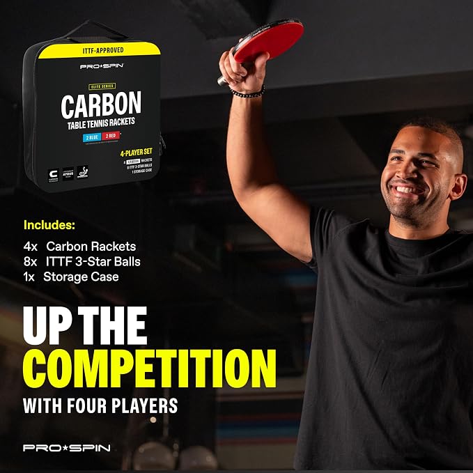 PRO-SPIN Ping Pong Paddles – ITTF Approved Professional Table Tennis Rackets with Carbon Fiber for Superior Control | 7-Ply Blade, Premium Rubber, 2.0mm Sponge