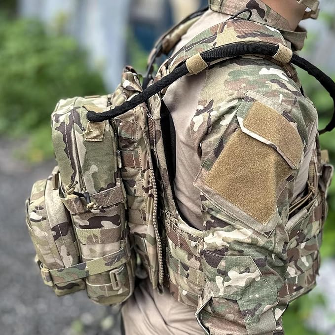 Tactical Mini Molle Hydration Pack,Molle Hydration Carrier with IFAK Pouch&US Flag&Med Patch,Hydropack for 2L Water Bladder