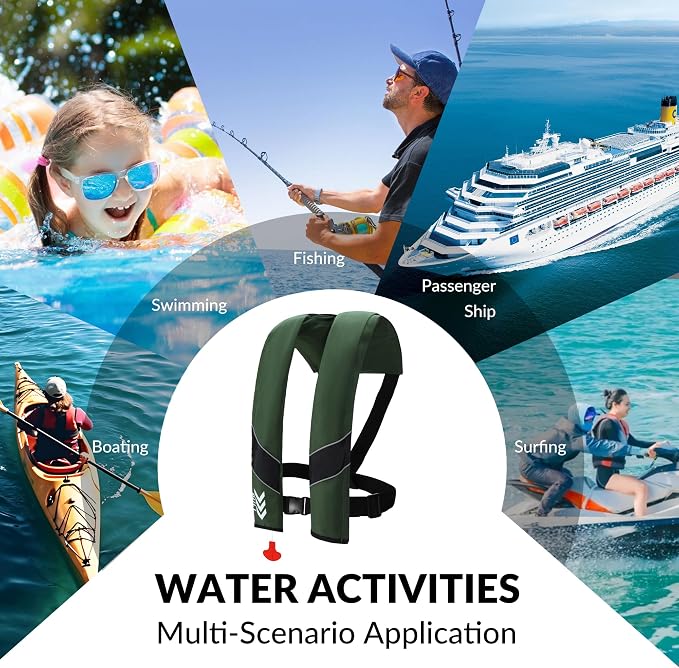 Automatic Inflatable Life Jackets for Adults Life Vests PFD Low Profile Load Capacity Up to 330lbs
