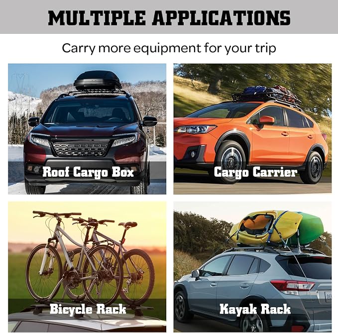 Aero Aluminum Universal Roof Rack Cross Bars, Existing Raised Side Rail with Gap -200 lbs Load Capacity (New 52 inches)