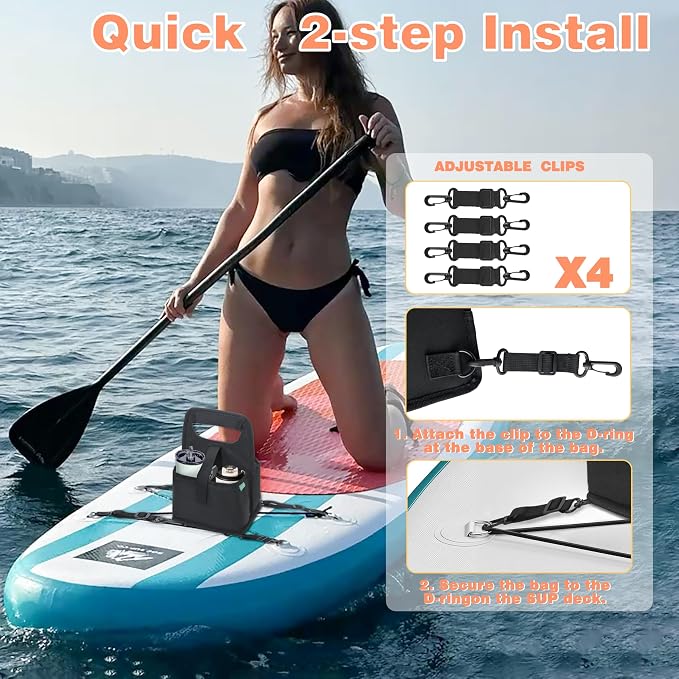 Paddle Board Cooler Paddle Board and Kayak Drink Cup Holder Reusable Insulated Coffee Cup Carrier, 2-in-1 Drink & Phone Holder Essential SUP Accessories for Paddleboarding