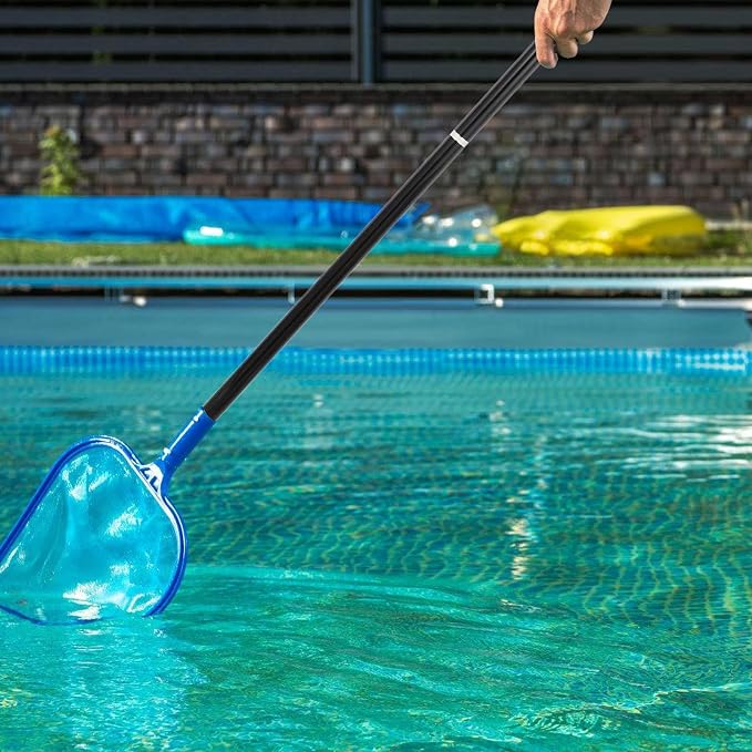 Carbon fiber pool pole, 4-section telescopic 12 foot, lightweight and easy to grip adjustable cleaning pole, used for pool cleaning, connected to fishing net, rake, brush, vacuum head cleaning (12FT)