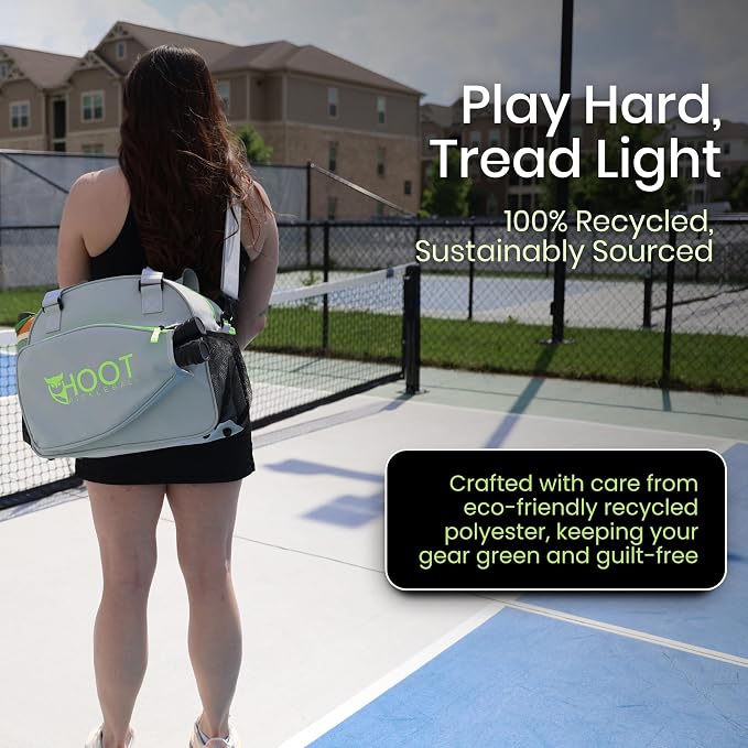HootPickleball - Pickleball Backpack - Sports Equipment Organizer for Men & Women - Paddle Tennis Bag with Adjustable Strap - Dual Compartment - Light Grey - 15.8L