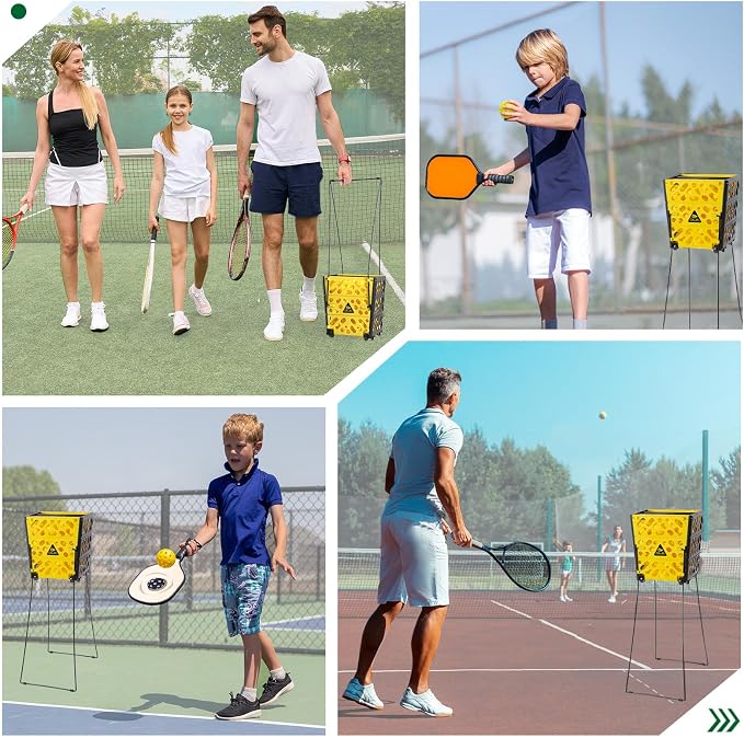 Pickleball Hopper Collector with Wheels, 40 Pickleball Balls Capacity, Lightweight Pickleball Picker Upper, Pickleball Picking Ball Picking Tool.